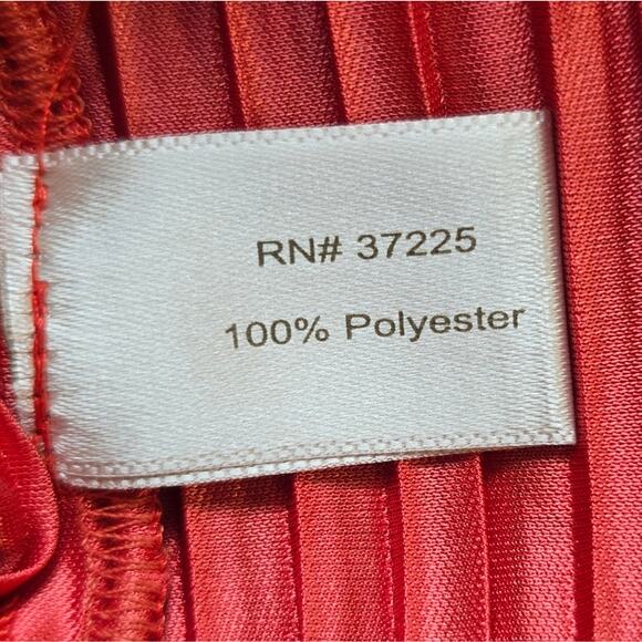 E Boston Proper Orange Plisse Pleated Halter Maxi Dress Womens Size L Rope Flowy - Picture 12 of 13